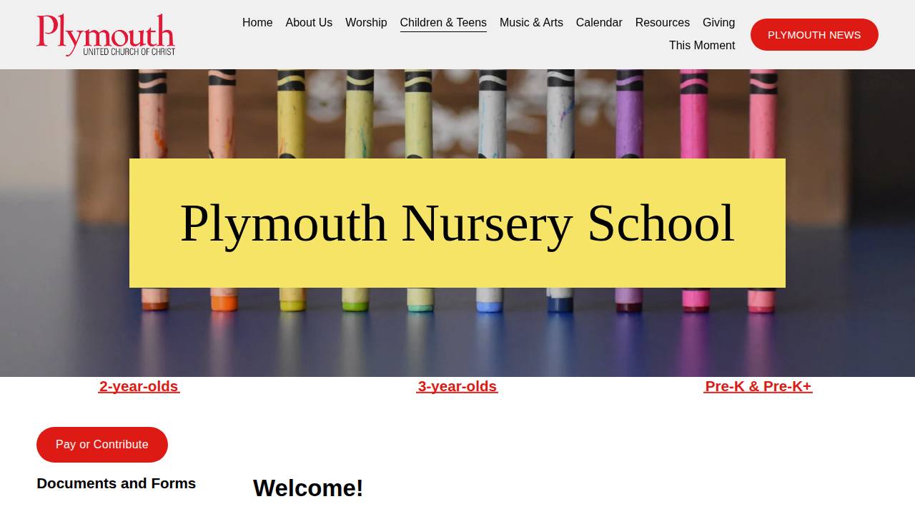 Plymouth Nursery School website screenshot