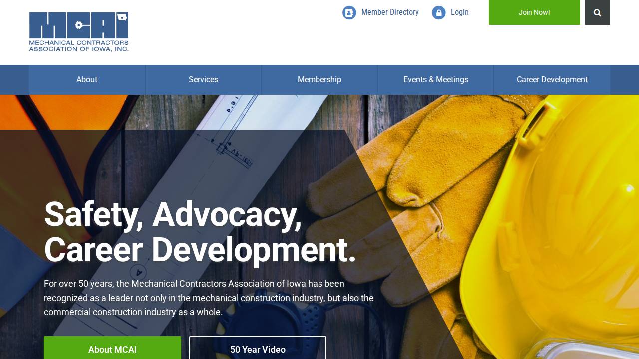 Mechanical Contractors Association OF Iowa website screenshot