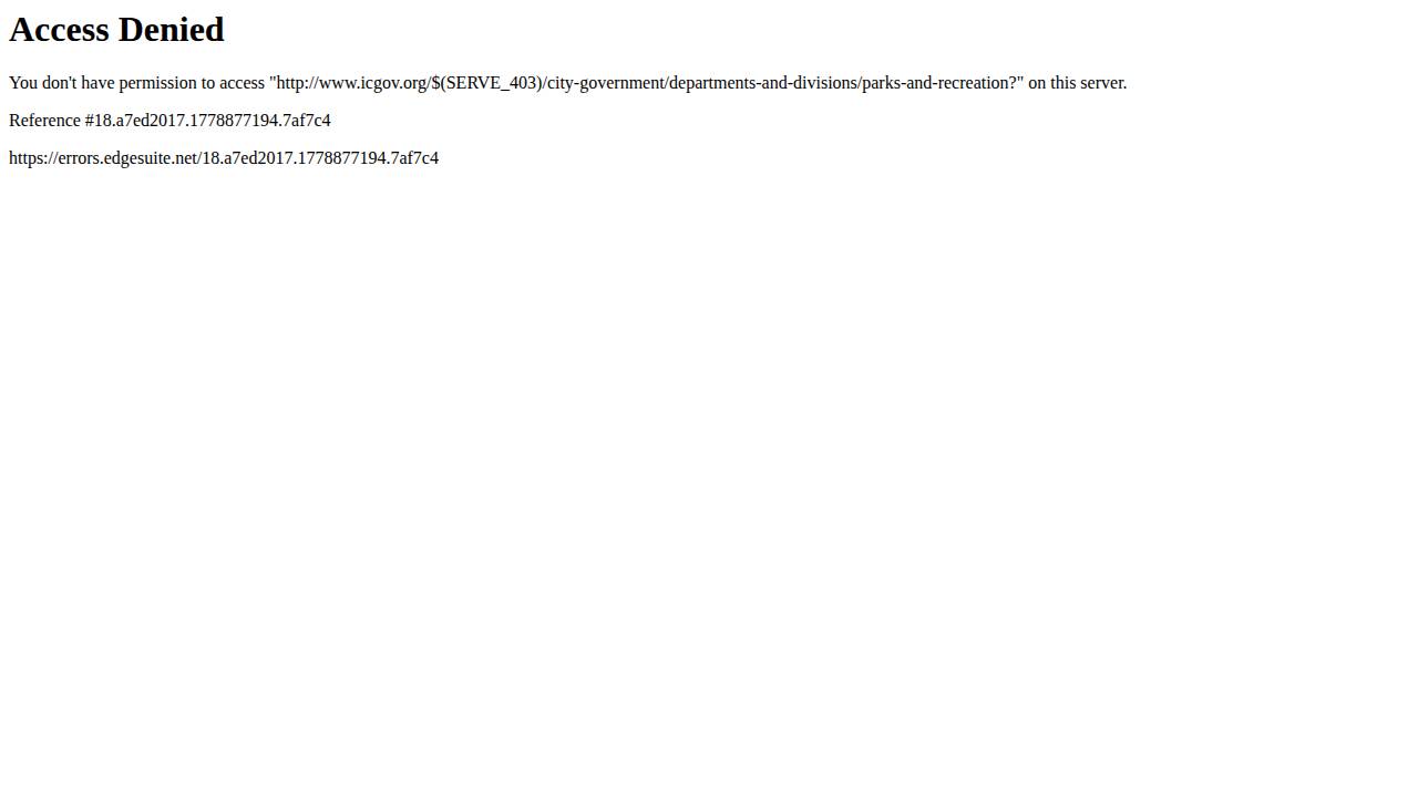 Iowa City Parks & Recreation website screenshot