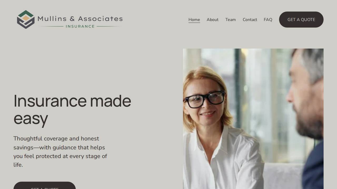 Mullins & Associates Insurance LLC website screenshot
