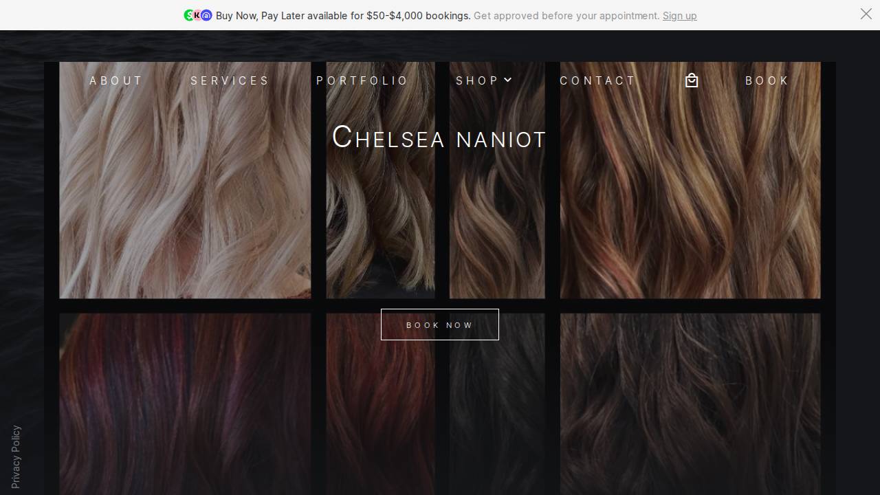 Elysian Spa/salon LLC website screenshot