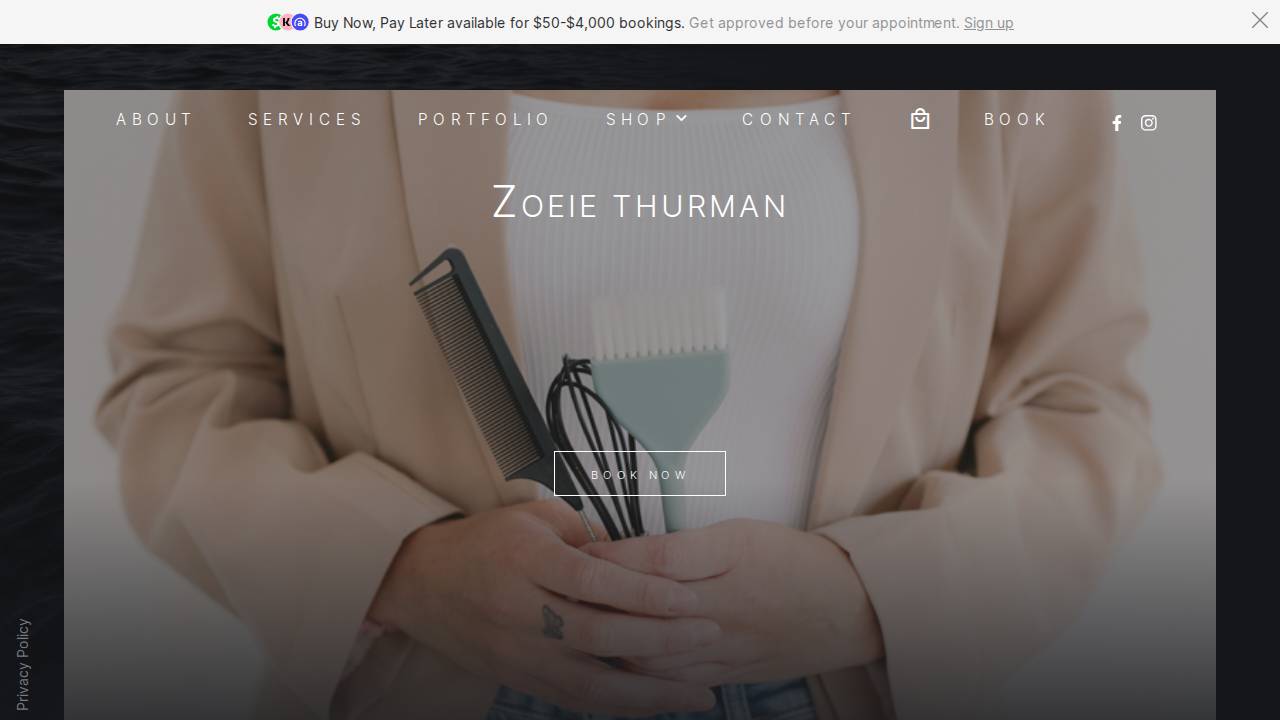 Thurman, Zoeie website screenshot
