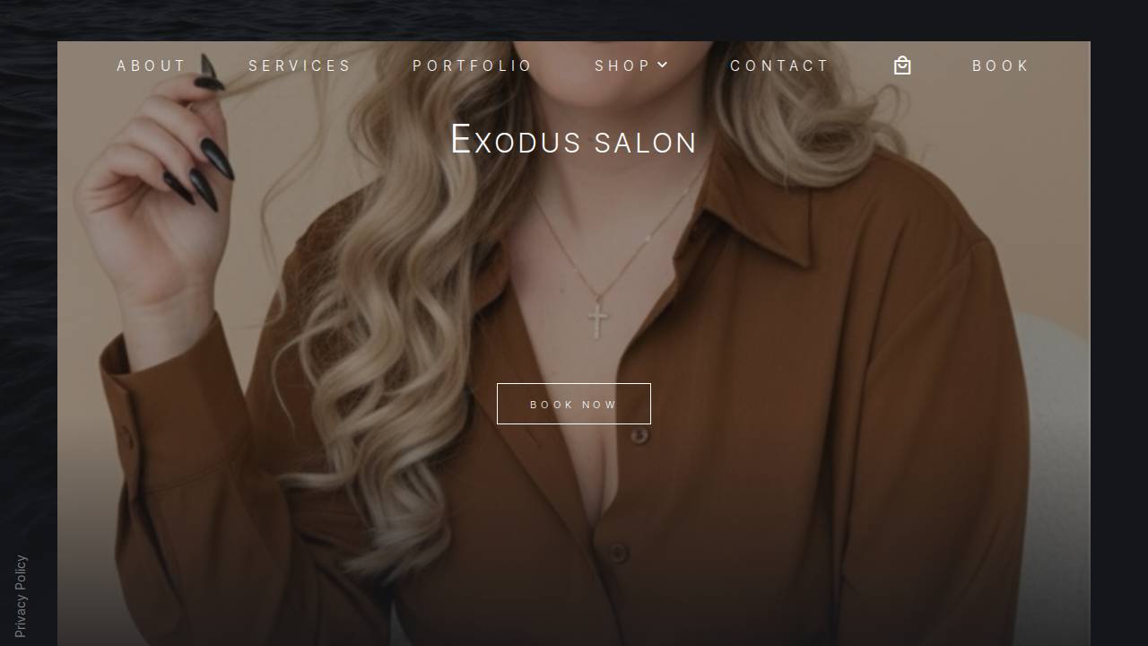 Exodus Salon LLC website screenshot