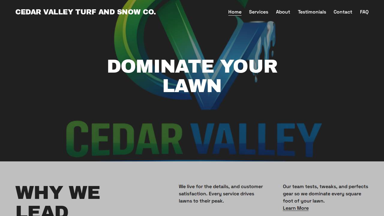 Cedar Valley Turf AND Snow CO. LLC website screenshot