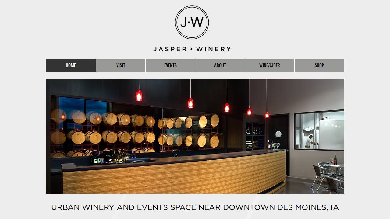Jasper Winery website screenshot